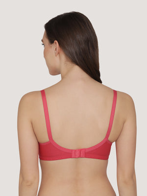 Manvi Non Padded Cotton Everyday Bra-HOT PINK