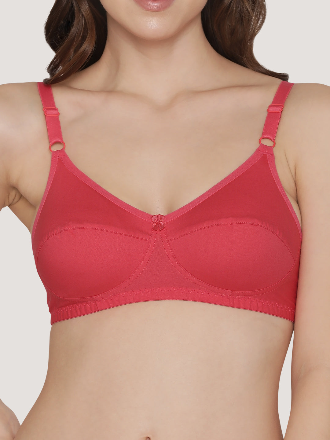 Manvi Non Padded Cotton Everyday Bra-HOT PINK