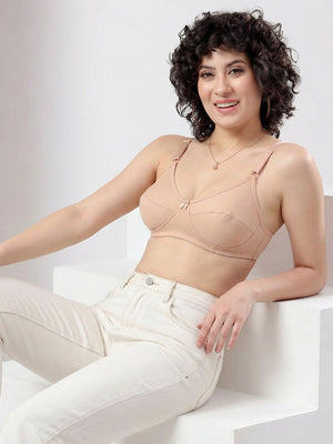 K LINGERIE Manvi Women's Non Padded Wirefree Cotton Everyday Bra-L.NUDE L.NUDE L.NUDE