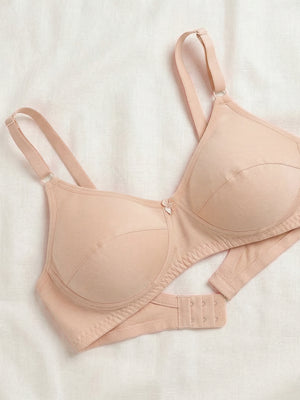 K LINGERIE Manvi Women's Non Padded Wirefree Cotton Everyday Bra-ROSE L.NUDE PINK