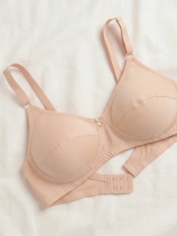 K LINGERIE Manvi Women's Non Padded Wirefree Cotton Everyday Bra-ROSE L.NUDE PINK