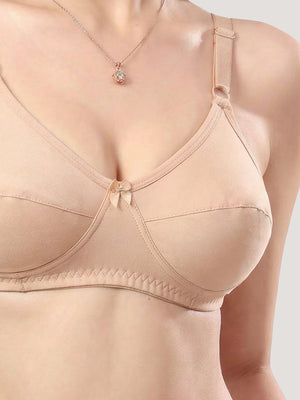 K LINGERIE Manvi Women's Non Padded Wirefree Cotton Everyday Bra-BLACK WHITE L.NUDE