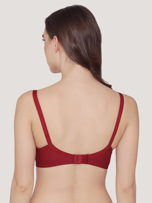 K LINGERIE Manvi Women's Non Padded Wirefree Cotton Everyday Bra-MAROON SKIN PINK