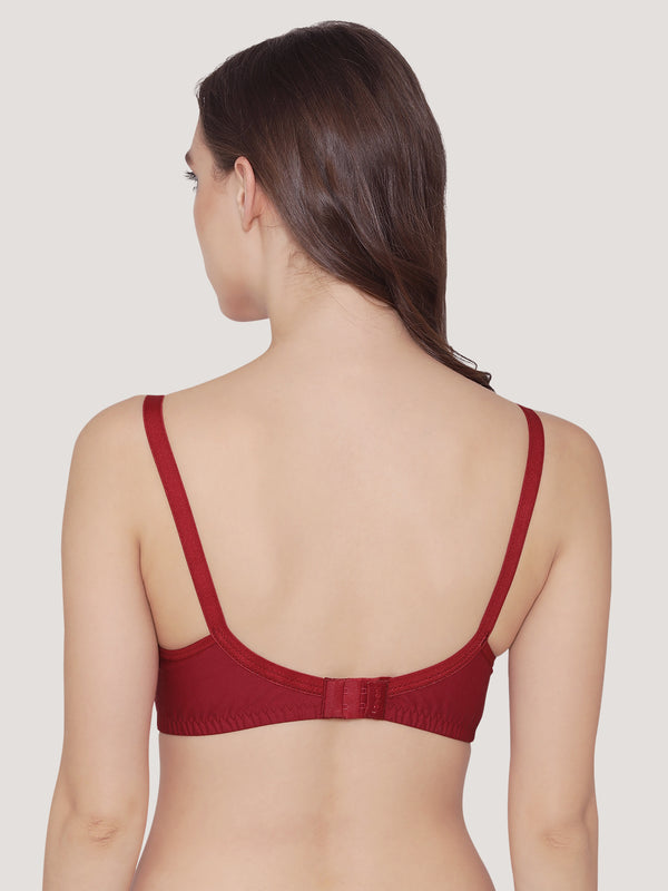K LINGERIE Manvi Women's Non Padded Wirefree Cotton Everyday Bra-MAROON SKIN PINK