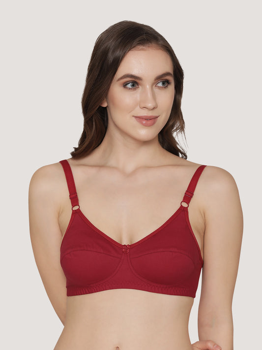 Manvi Non Padded Cotton Everyday Bra-MAROON