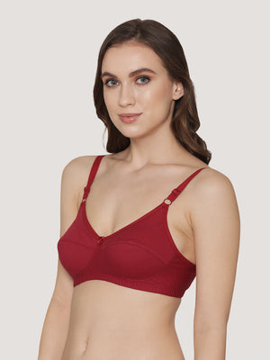 Manvi Non Padded Cotton Everyday Bra-MAROON