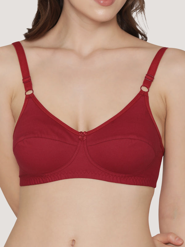 Manvi Non Padded Cotton Everyday Bra-MAROON