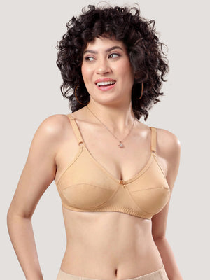 K LINGERIE Manvi Women's Non Padded Wirefree Cotton Everyday Bra-SKIN SKIN SKIN