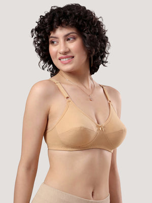 K LINGERIE Manvi Women's Non Padded Wirefree Cotton Everyday Bra-MAROON SKIN PINK