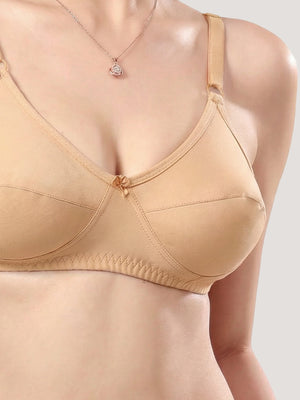 K LINGERIE Manvi Women's Non Padded Wirefree Cotton Everyday Bra-MAROON SKIN PINK