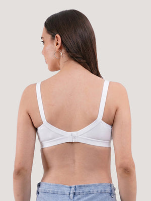 K LINGERIE Cross Care Women's Full Coverage Non Padded Wirefree Minimizer Bra-SKIN WHITE