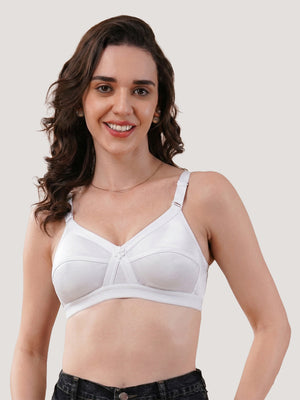 K LINGERIE Cross Care Women's Full Coverage Non Padded Wirefree Minimizer Bra-SKIN WHITE