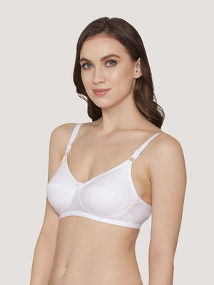 Manvi Non Padded Cotton Everyday Bra-WHITE