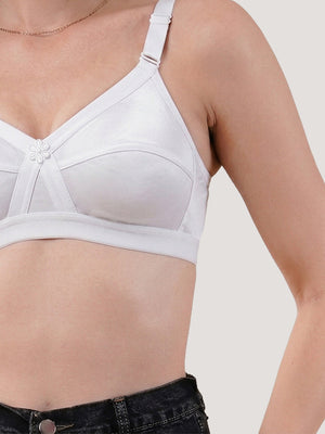K LINGERIE Cross Care Women's Full Coverage Non Padded Wirefree Minimizer Bra-SKIN WHITE