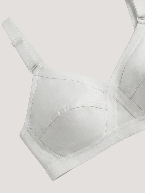 K LINGERIE Cross Care Women's Full Coverage Non Padded Wirefree Minimizer Bra-WHITE WHITE