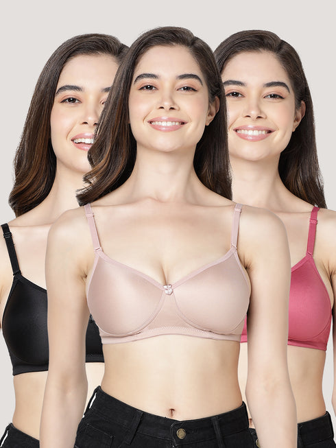 Kalyani Maria Seamless Light Padded Fuller Cups Everyday Bra | Pack of 3