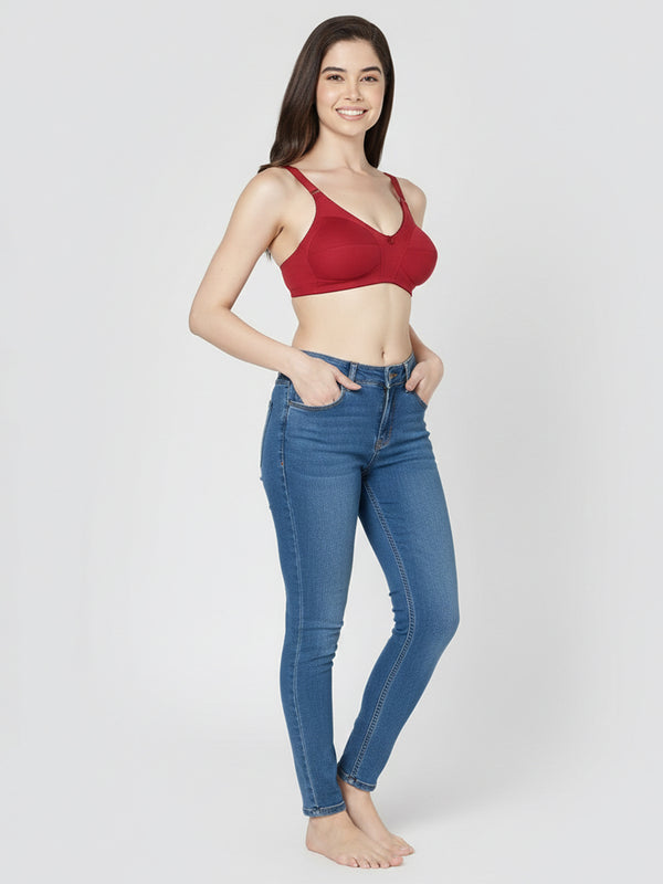 Anaya Full Coverage M Frame Minimizer Bra | Pack of 3-GREY PEACH MAROON
