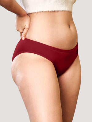 Reeva Seamless Low Waist Bikini Panty | Pack of 3-MAROON MAROON MAROON