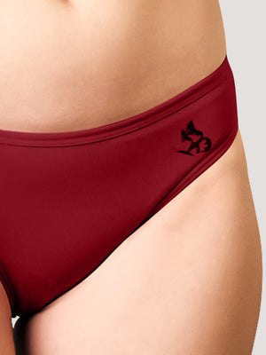 Reeva Seamless Low Waist Bikini Panty | Pack of 3-MAROON MAROON MAROON