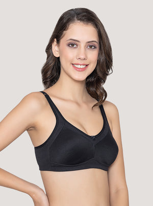 Martin Non-Padded Seamless Cups Moulded Bras with Cushioned Straps | Pack of 3 | WHITE TEAL BLUE BLACK