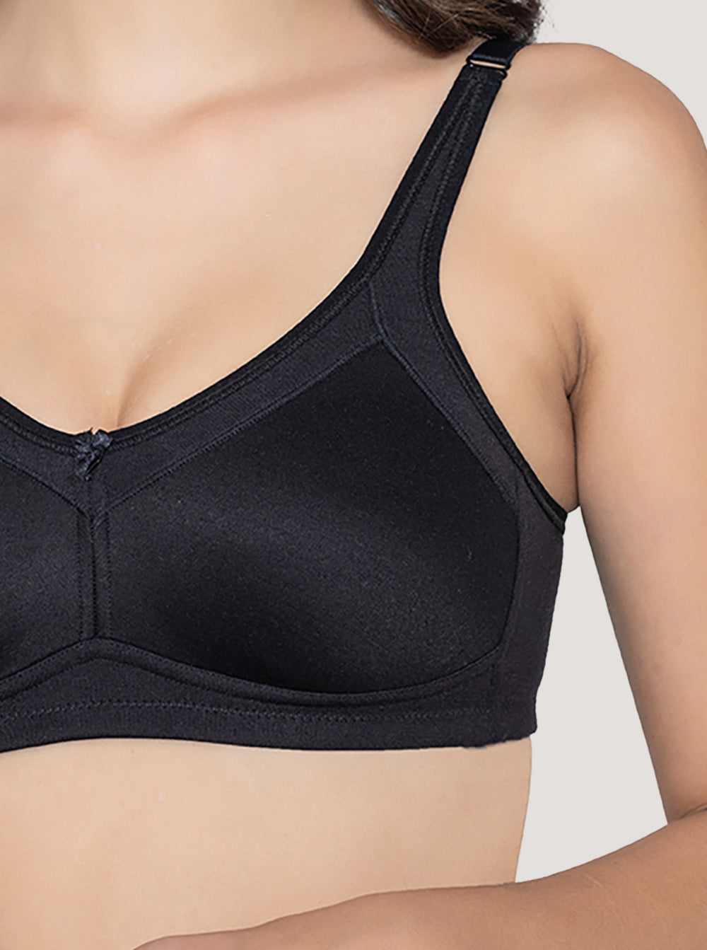 Martin Non-Padded Seamless Cups Moulded Bras with Cushioned Straps | Pack of 3 | ONION WHITE BLACK