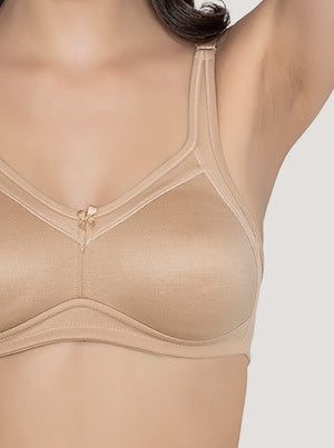 Martin Non-Padded Seamless Cups Moulded Bras with Cushioned Straps | Pack of 3 | CAMEL CAMEL CAMEL