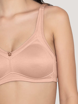 Martin Non-Padded Seamless Cups Moulded Bras with Cushioned Straps | Pack of 3 | FAWN FAWN FAWN