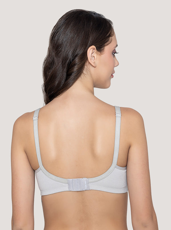 Martin Non-Padded Seamless Cups Moulded Bras with Cushioned Straps | Pack of 3 | L.GREY L.GREY L.GREY
