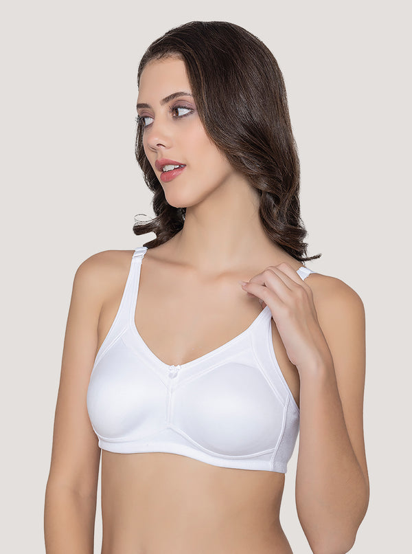 Martin Non-Padded Seamless Cups Moulded Bras with Cushioned Straps | Pack of 3 | WHITE WHITE WHITE