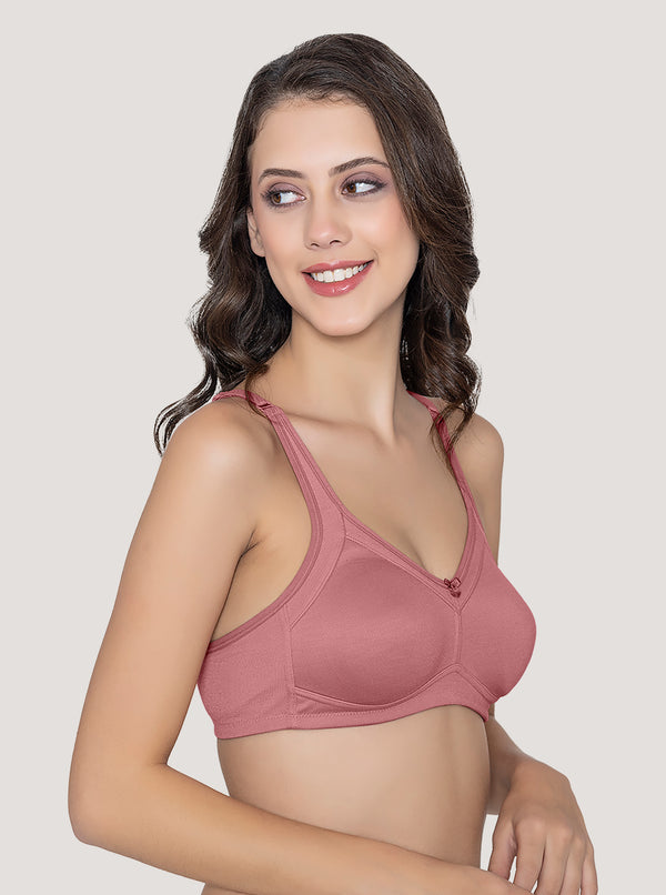 Martin Non-Padded Seamless Cups Moulded Bras with Cushioned Straps | Pack of 3 | WOOD ROSE CAMEL L.GREY