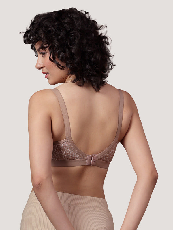 Kalyani Maxine Cross Over Front Full Coverage Cotton Minimizer Bra Pack of 2-FAWN PINK