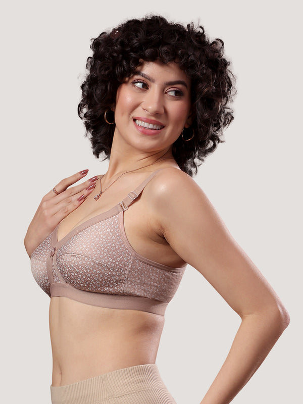 Kalyani Maxine Cross Over Front Full Coverage Cotton Minimizer Bra Pack of 2-BLUSH FAWN