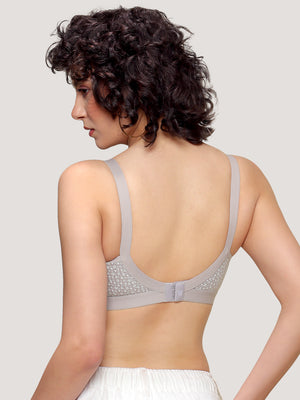 Kalyani Maxine Cross Over Front Full Coverage Cotton Minimizer Bra Pack of 2-L.GREY ROSE