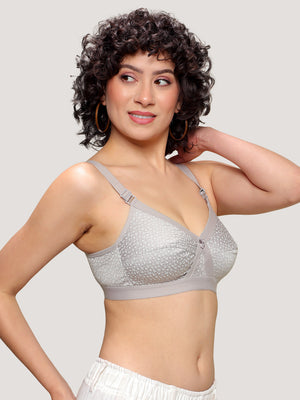 Kalyani Maxine Cross Over Front Full Coverage Cotton Minimizer Bra Pack of 2-L.GREY L.GREY
