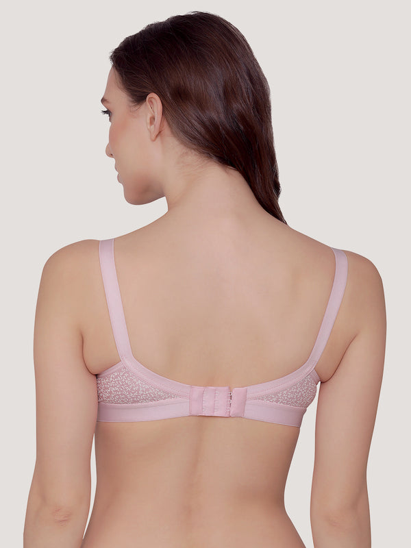 Kalyani Maxine Cross Over Front Full Coverage Cotton Minimizer Bra Pack of 2-PINK PINK