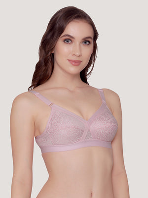 Kalyani Maxine Cross Over Front Full Coverage Cotton Minimizer Bra Pack of 2-FAWN PINK
