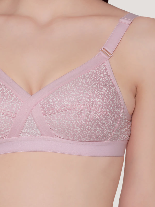Kalyani Maxine Cross Over Front Full Coverage Cotton Minimizer Bra Pack of 2-FAWN PINK