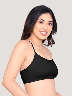 Mia Full Coverage Cotton Beginners Bra | Pack of 3-BLACK BLACK BLACK