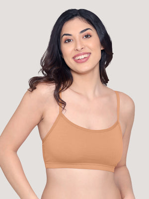 Mia Full Coverage Cotton Beginners Bra | Pack of 3-BLACK NUDE P.PEACH