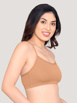 Mia Full Coverage Cotton Beginners Bra | Pack of 3-BLACK NUDE P.PEACH