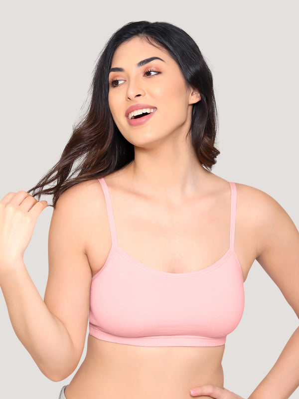 Mia Full Coverage Cotton Beginners Bra | Pack of 3-PINK P.PEACH BLACK