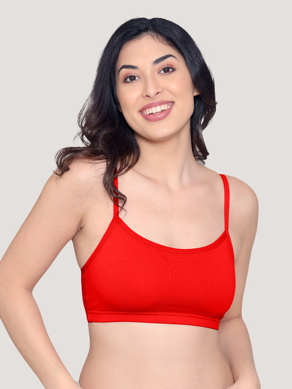 Mia Full Coverage Cotton Beginners Bra | Pack of 3-RED RED RED