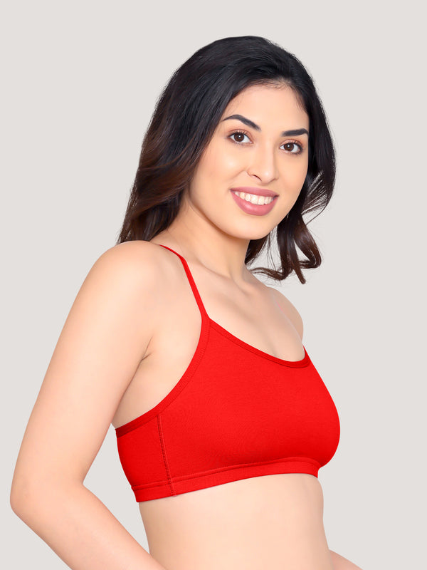 Mia Full Coverage Cotton Beginners Bra | Pack of 3-RED RED RED