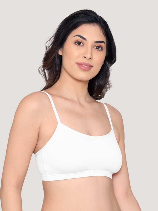 Mia Full Coverage Cotton Beginners Bra | Pack of 3-BLACK NUDE WHITE