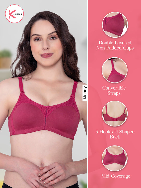 Moody Non Padded Everyday Bra-BURGUNDY