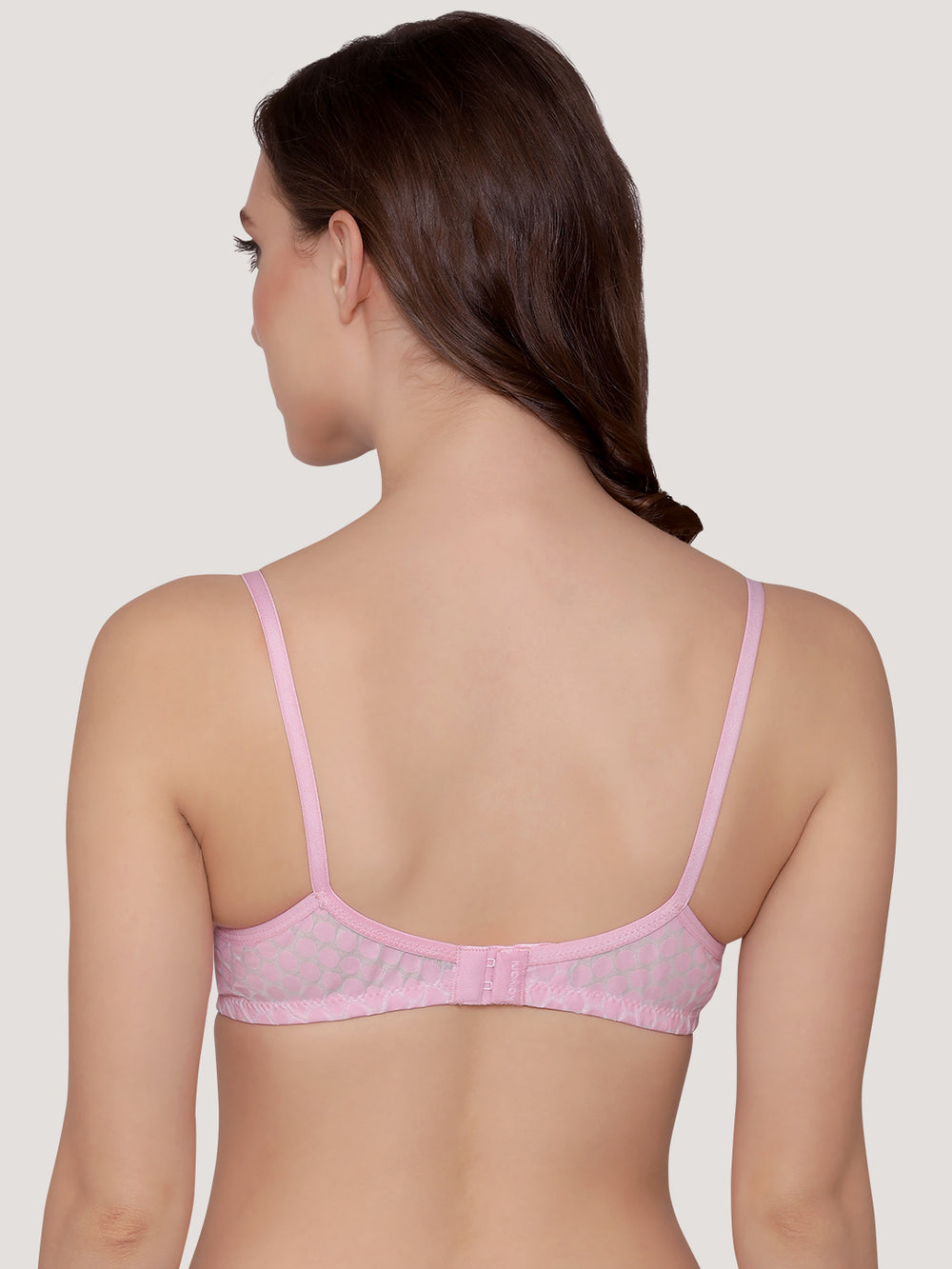 Moon Printed Cotton Polka Dot Daily Wear Bra | Pack of 3-PINK SKIN WHITE