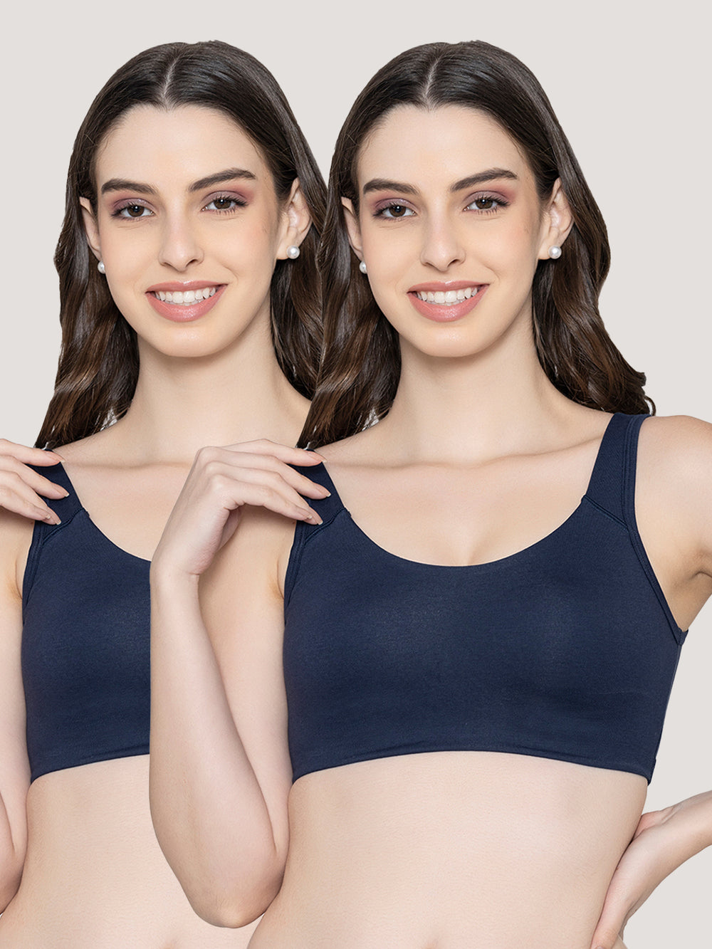 K LINGERIE Daisey Women's Flexible Fit Medium Impact Sports Bra for Light Workouts-NAVY BLUE NAVY BLUE