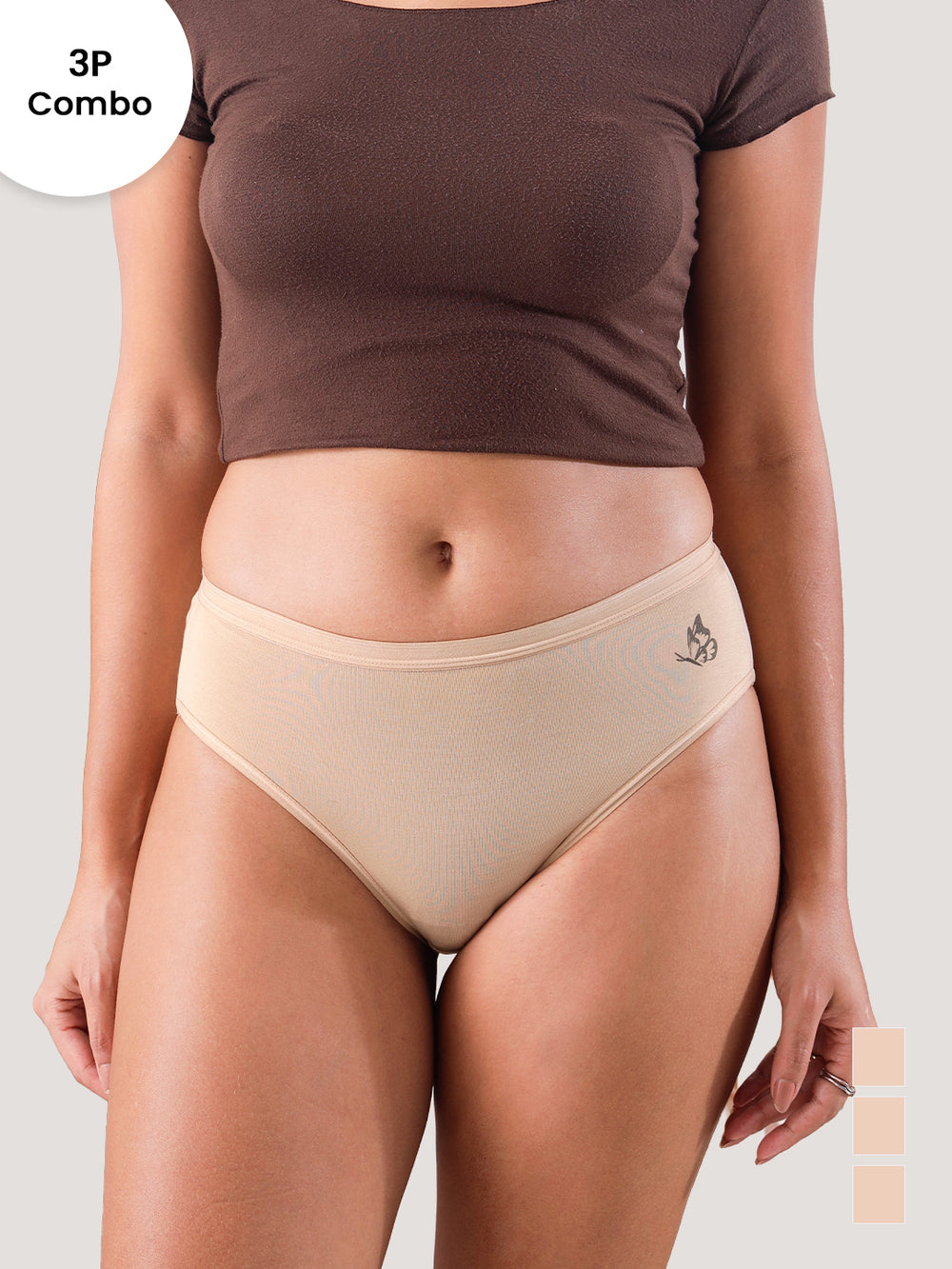 Snow Women's Modal Fabric Everyday Hipster Panties | Pack of 3-NUDE NUDE NUDE