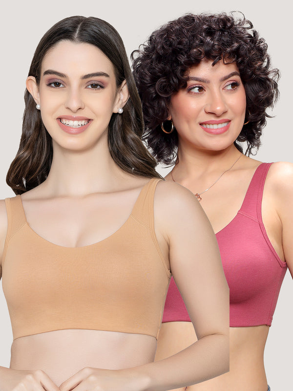K LINGERIE Daisey Women's Flexible Fit Medium Impact Sports Bra for Light Workouts-NUDE L.WINE