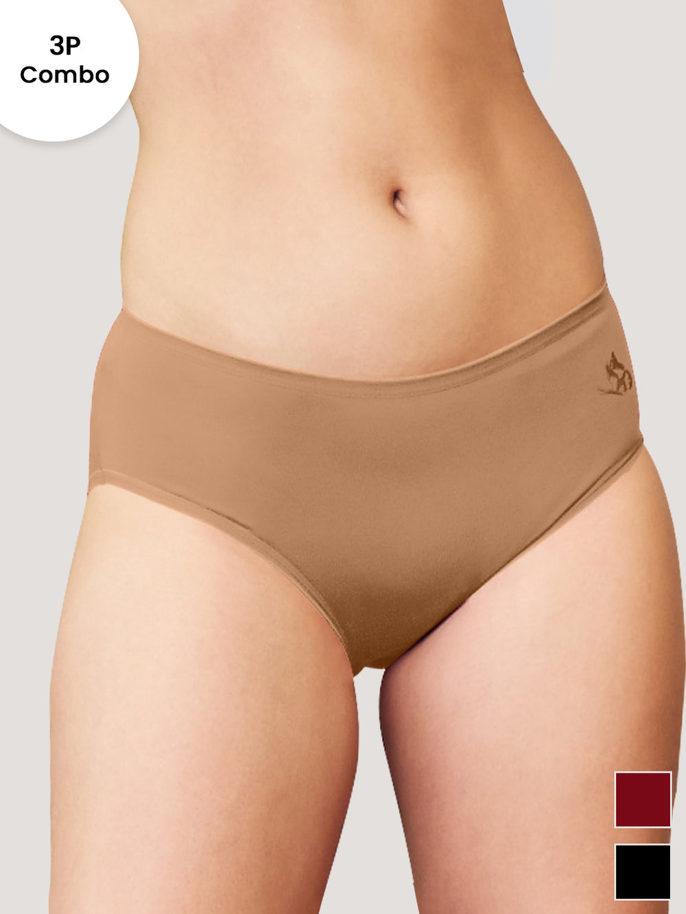 Vami Medium Coverage Panties for Girls | Pack of 3-NUDE MAROON BLACK